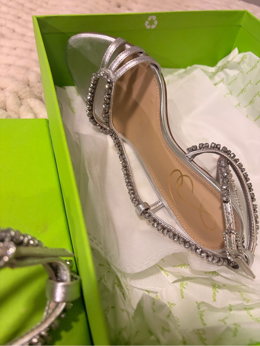 Sam Edelman Silver Rhinestone Strappy Heels - Picture 4 of 5
